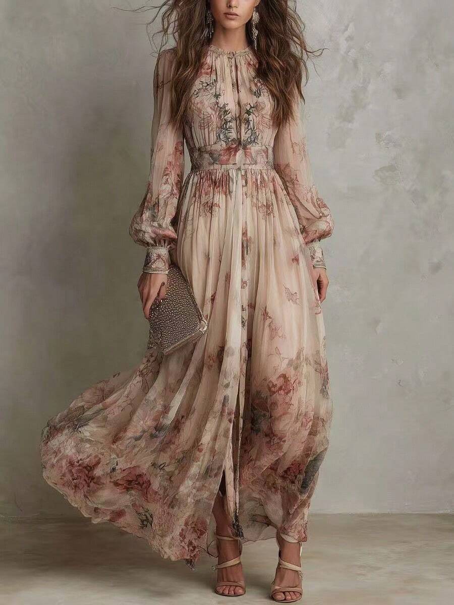 Blythe™ | Floral Chiffon Maxi Dress