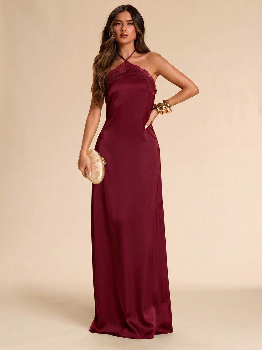 Giselle™ | Halter Lace Maxi Dress