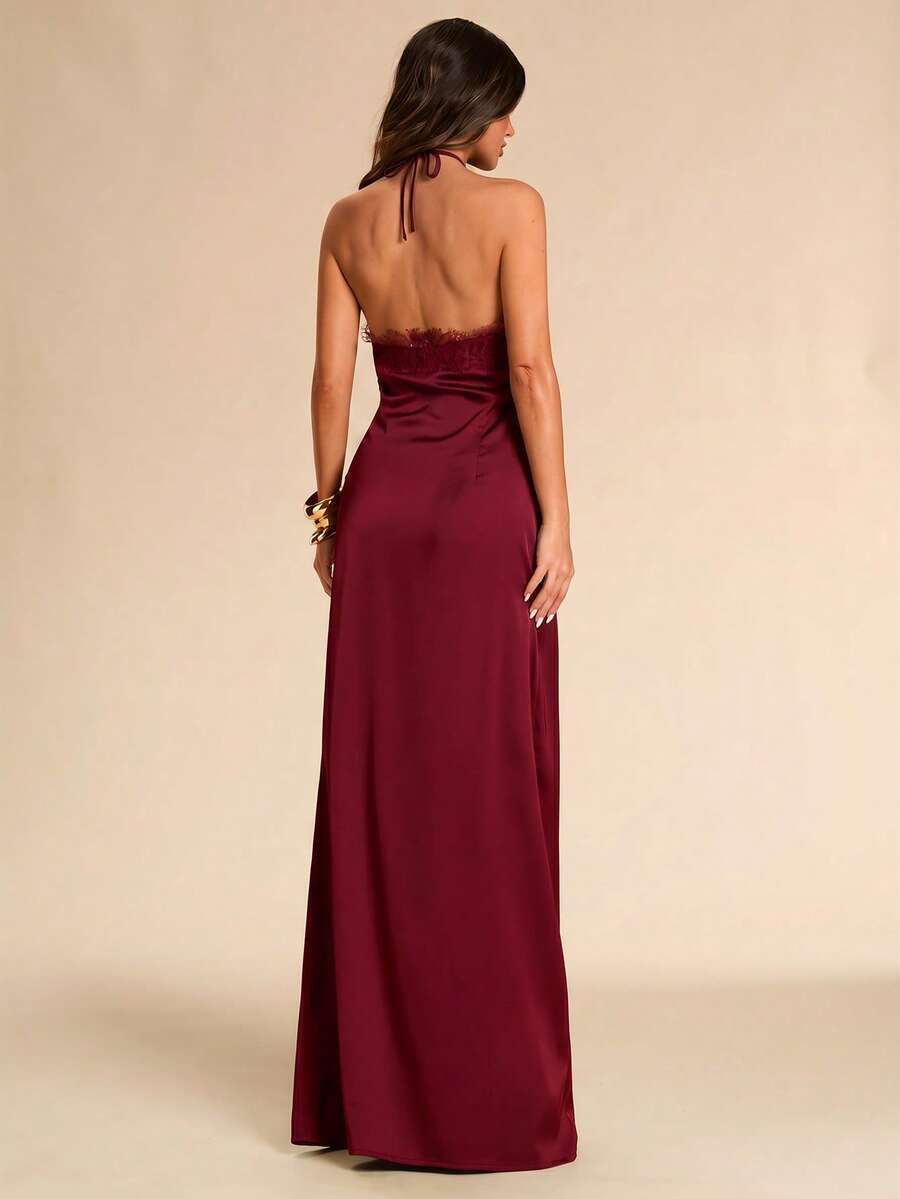 Giselle™ | Halter Lace Maxi Dress