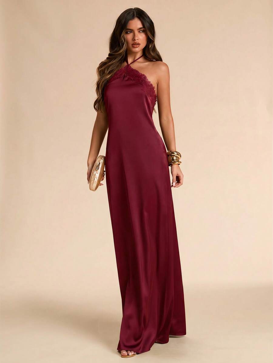 Giselle™ | Halter Lace Maxi Dress