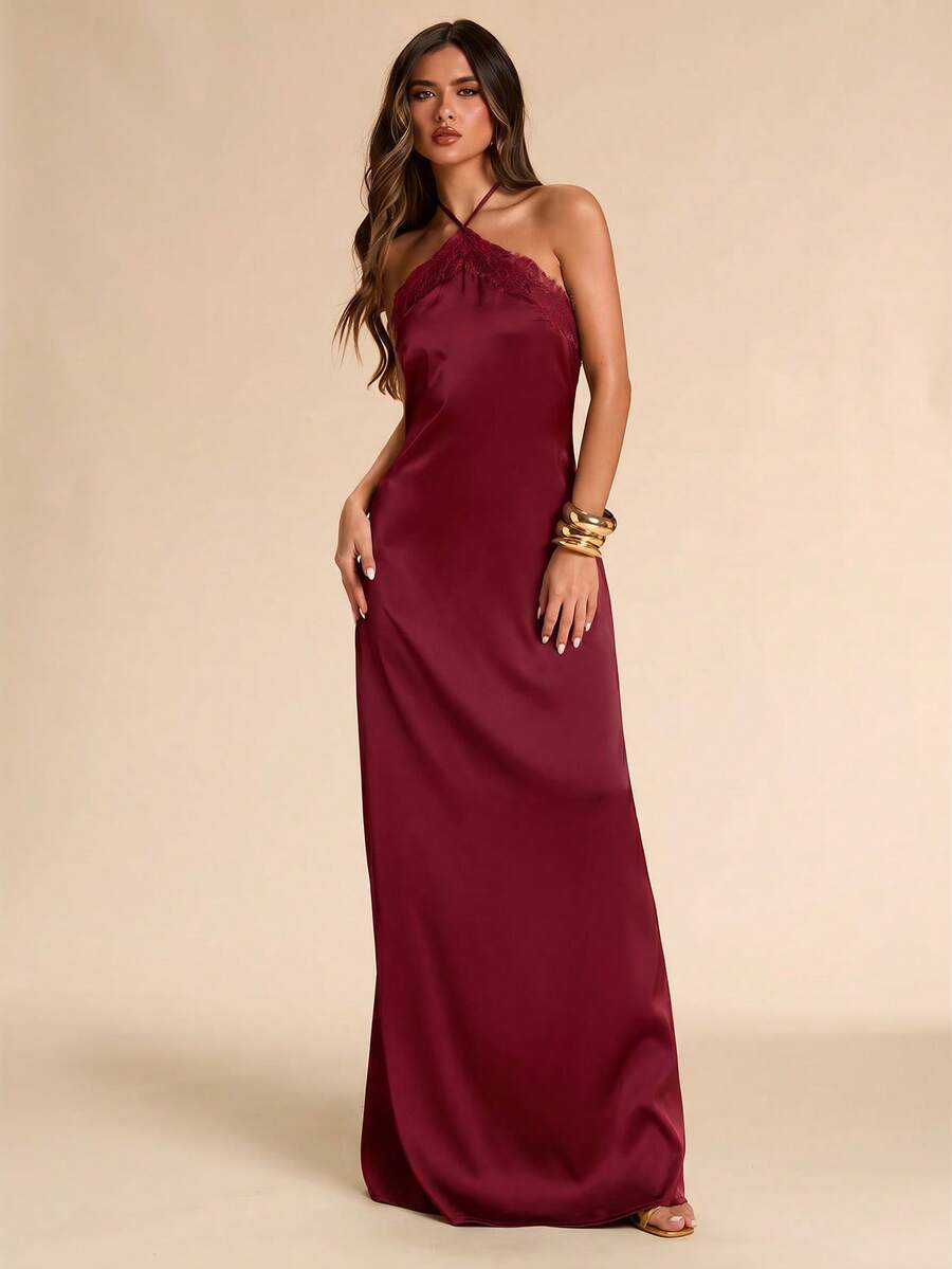 Giselle™ | Halter Lace Maxi Dress