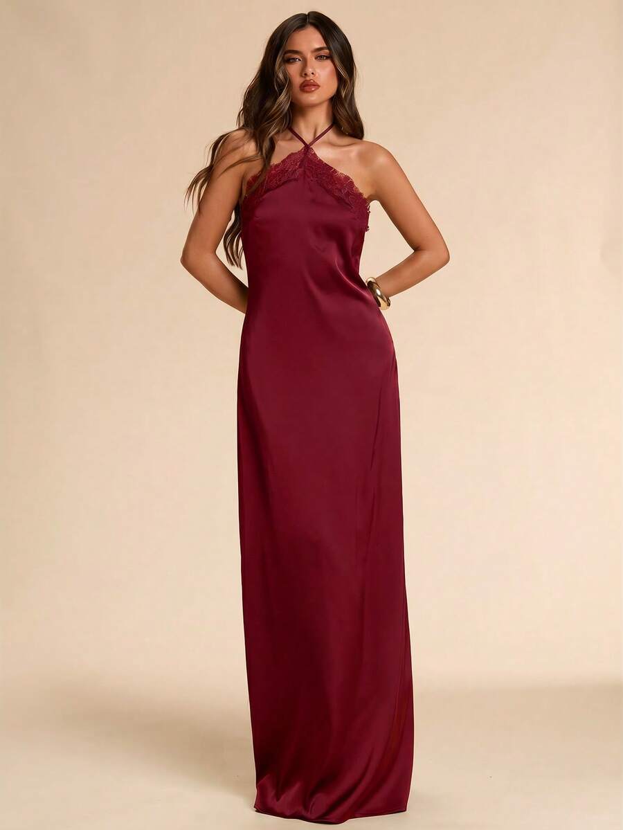 Giselle™ | Halter Lace Maxi Dress