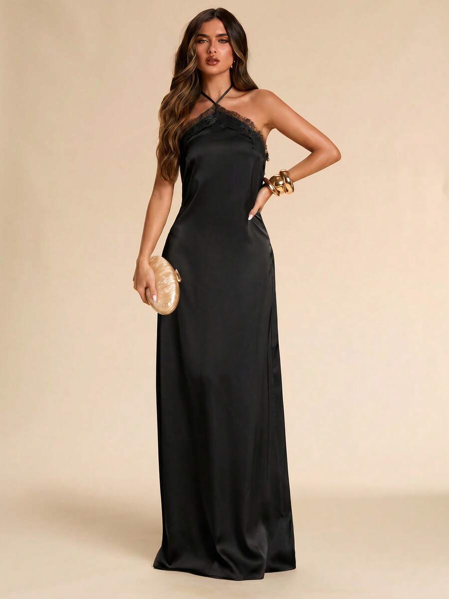 Giselle™ | Halter Lace Maxi Dress
