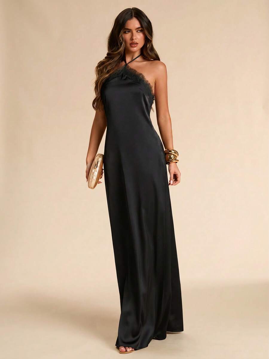 Giselle™ | Halter Lace Maxi Dress