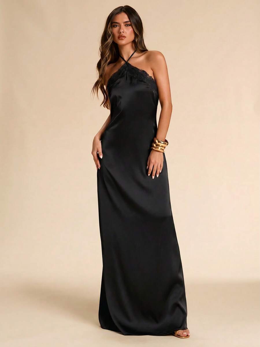 Giselle™ | Halter Lace Maxi Dress