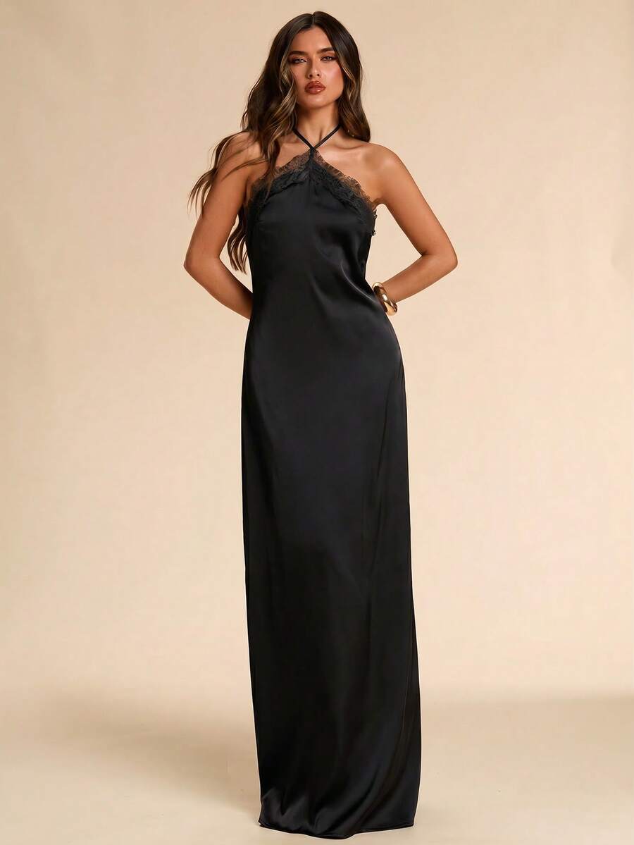 Giselle™ | Halter Lace Maxi Dress