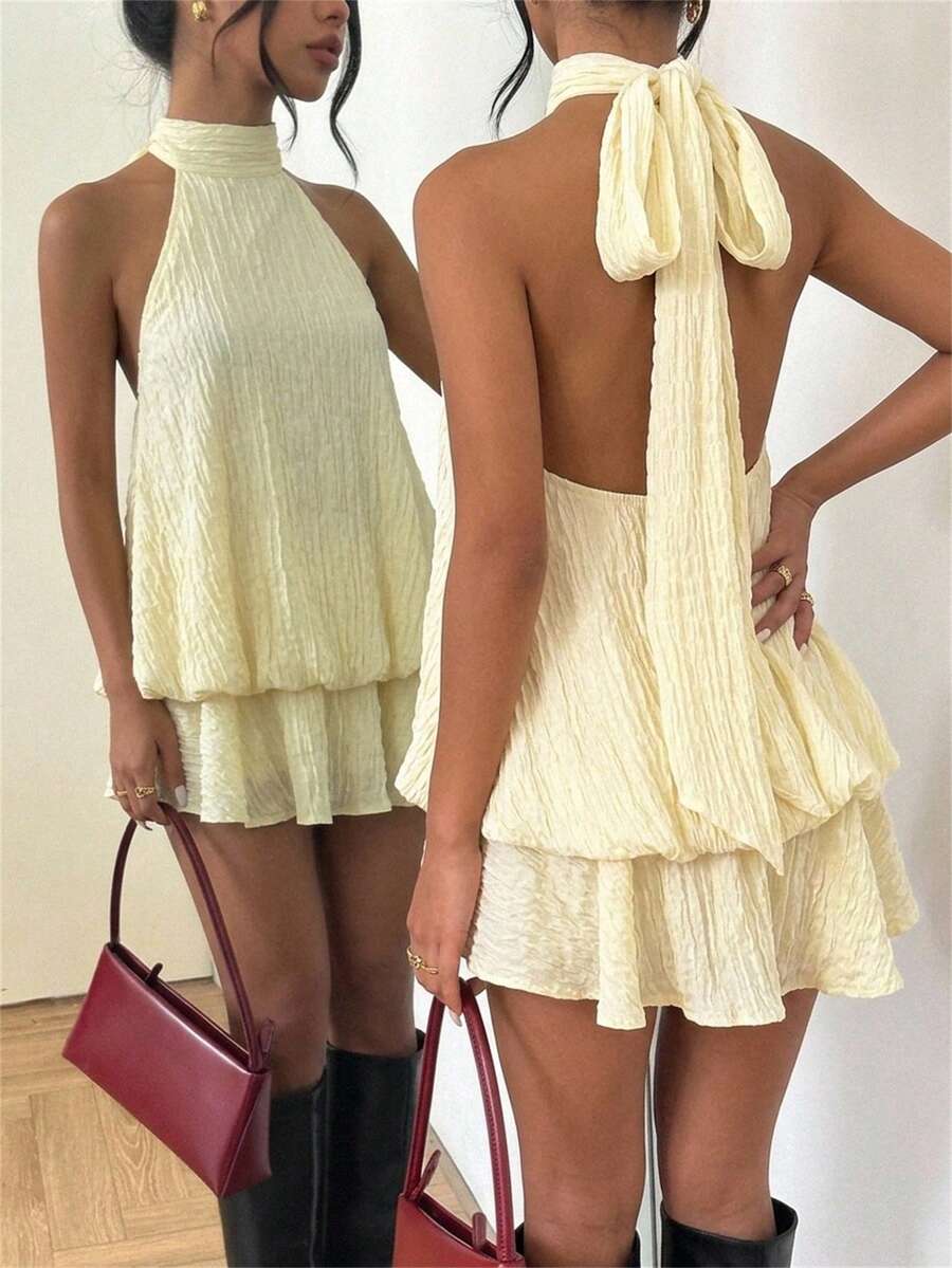 Saoirse™ | Contrast Lace Halter Mini Dress