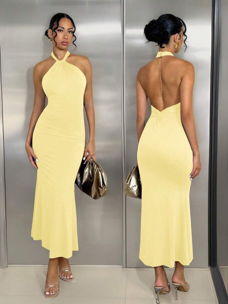 Oriel™ | Twist Halter Mermaid Maxi Dress