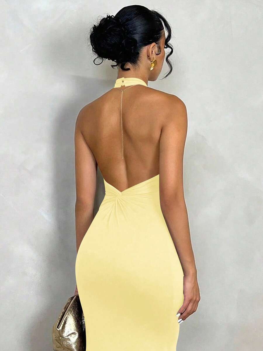 Oriel™ | Twist Halter Mermaid Maxi Dress