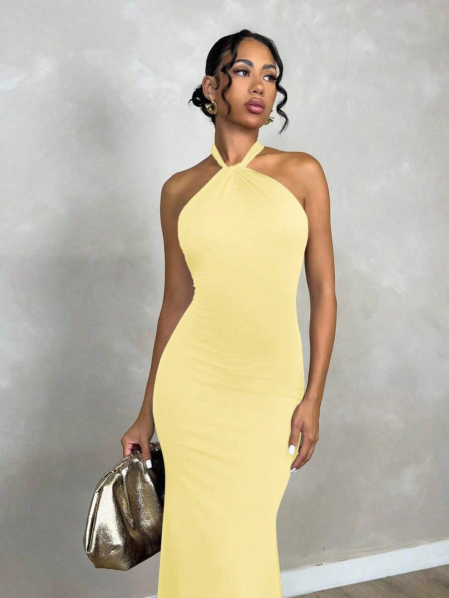 Oriel™ | Twist Halter Mermaid Maxi Dress