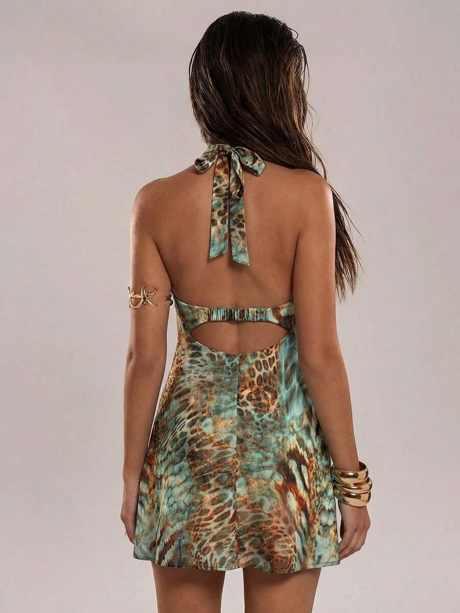 Calista™ | Jacquard Floral Halter Mini Dress