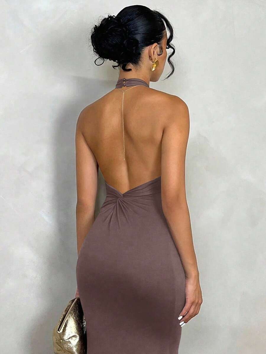 Oriel™ | Twist Halter Mermaid Maxi Dress