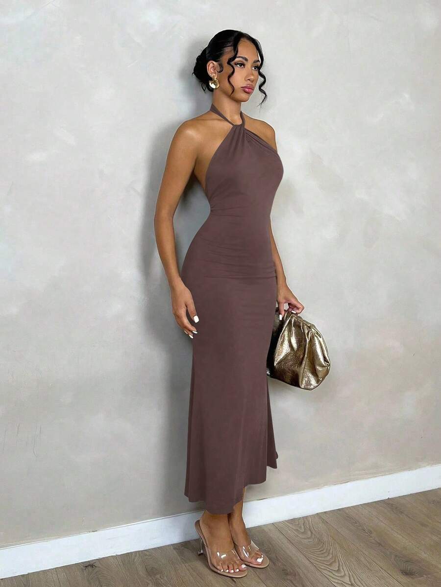 Oriel™ | Twist Halter Mermaid Maxi Dress