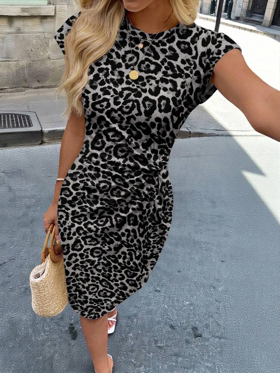 Linnea™ | Twist Print Batwing Midi Dress