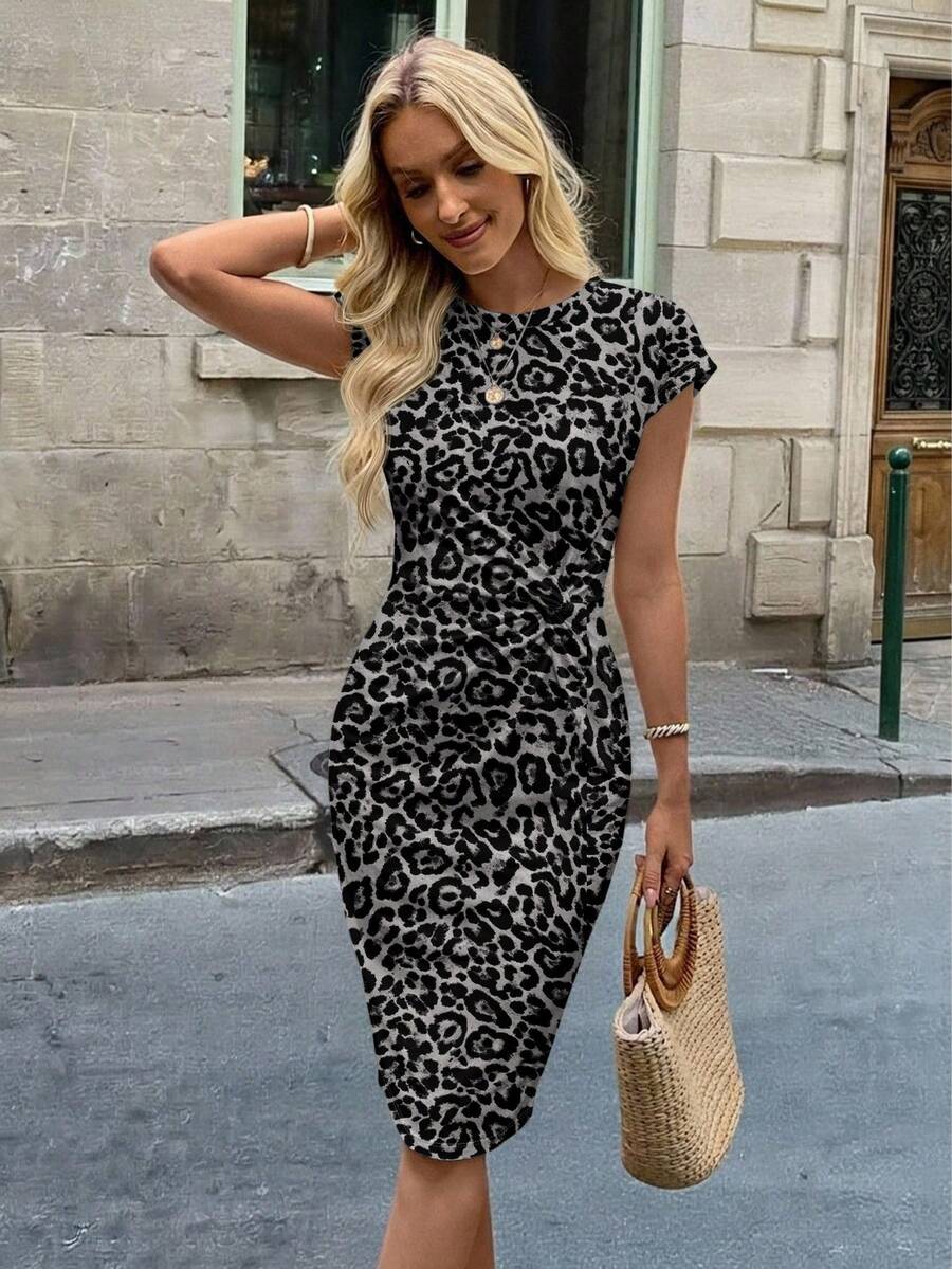 Linnea™ | Twist Print Batwing Midi Dress