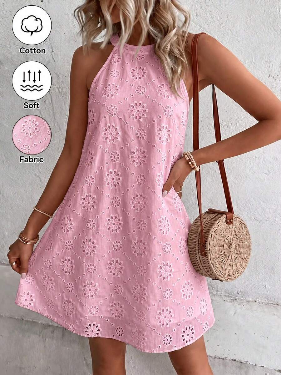 Henley™ | Eyelet Keyhole Halter Mini Dress