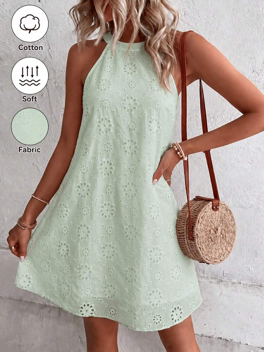 Henley™ | Eyelet Keyhole Halter Mini Dress