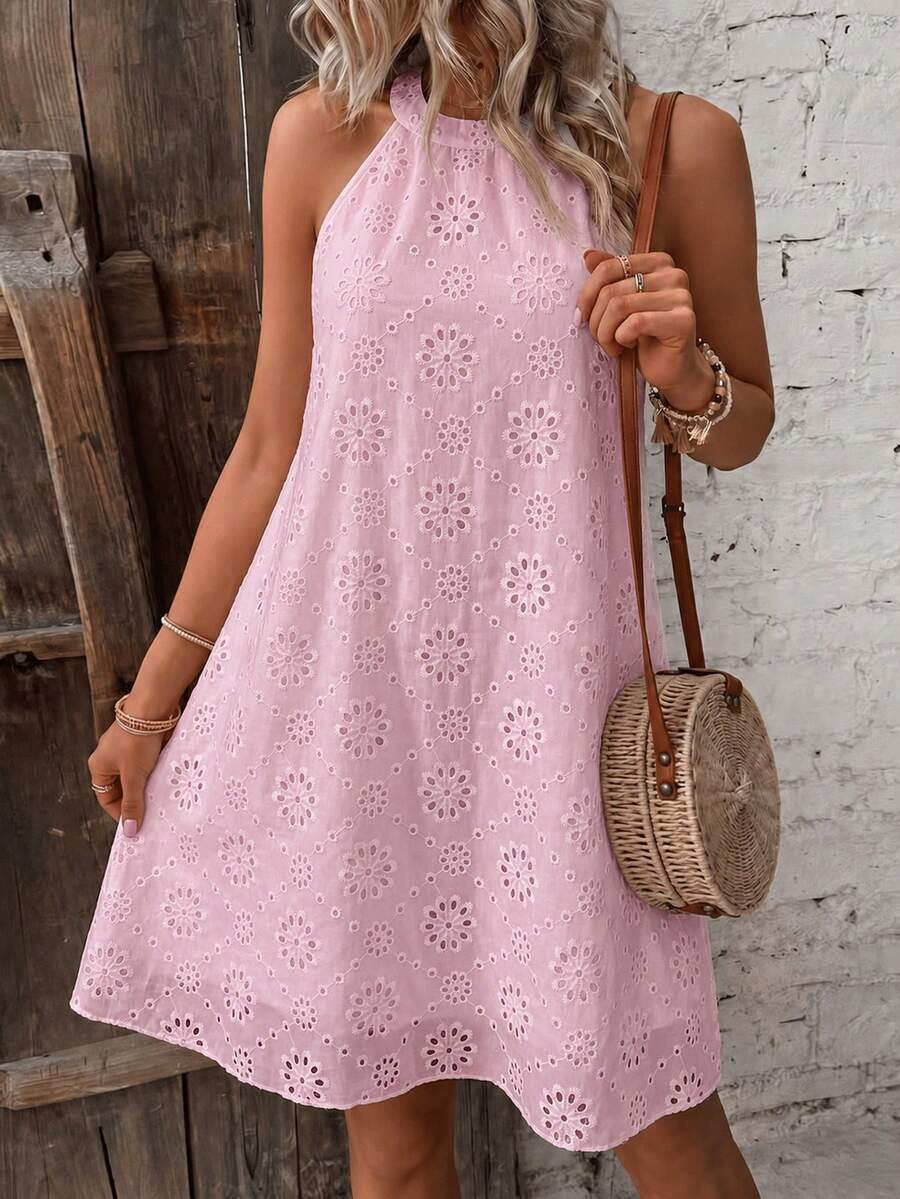 Henley™ | Eyelet Keyhole Halter Mini Dress