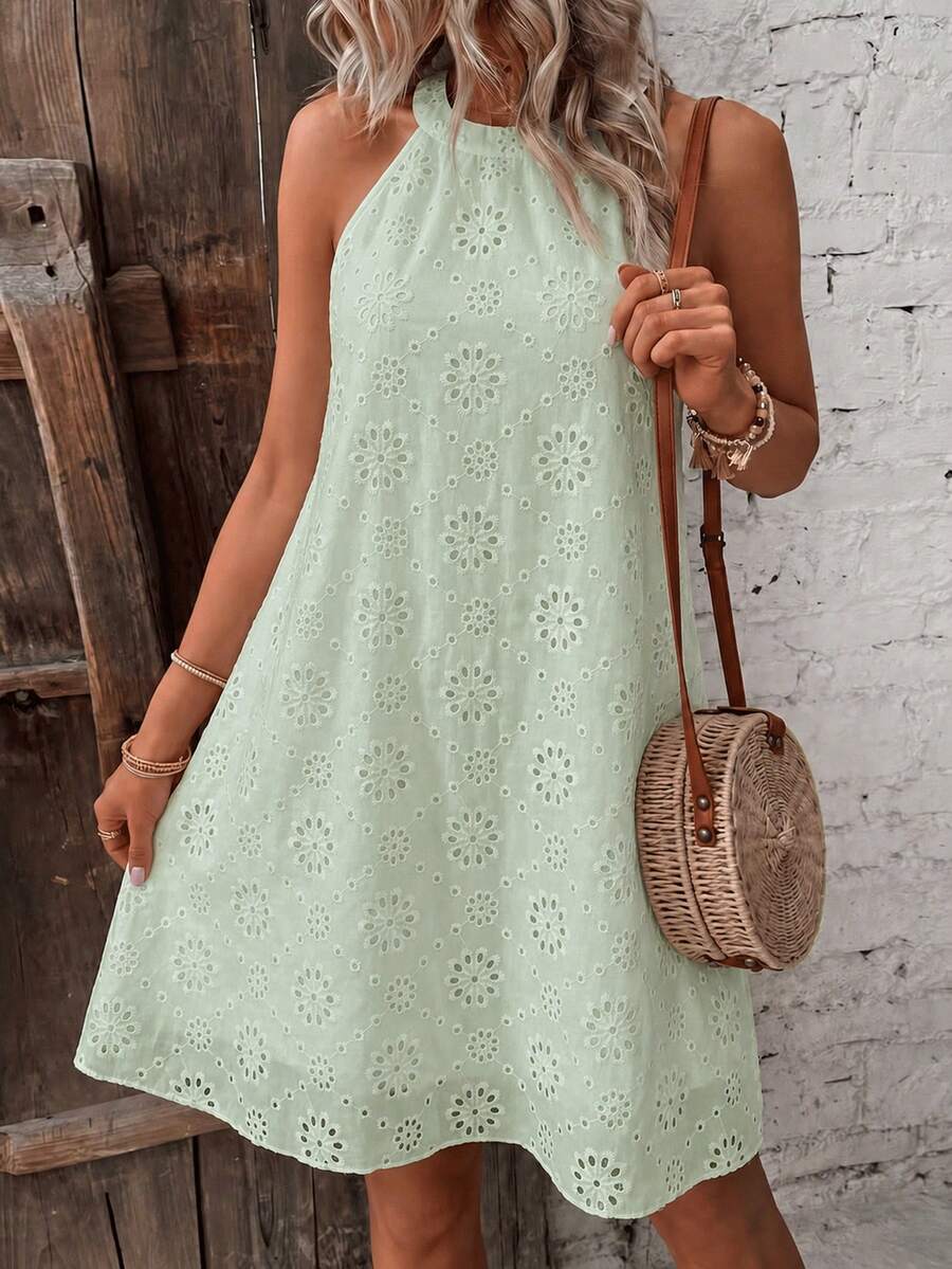 Henley™ | Eyelet Keyhole Halter Mini Dress