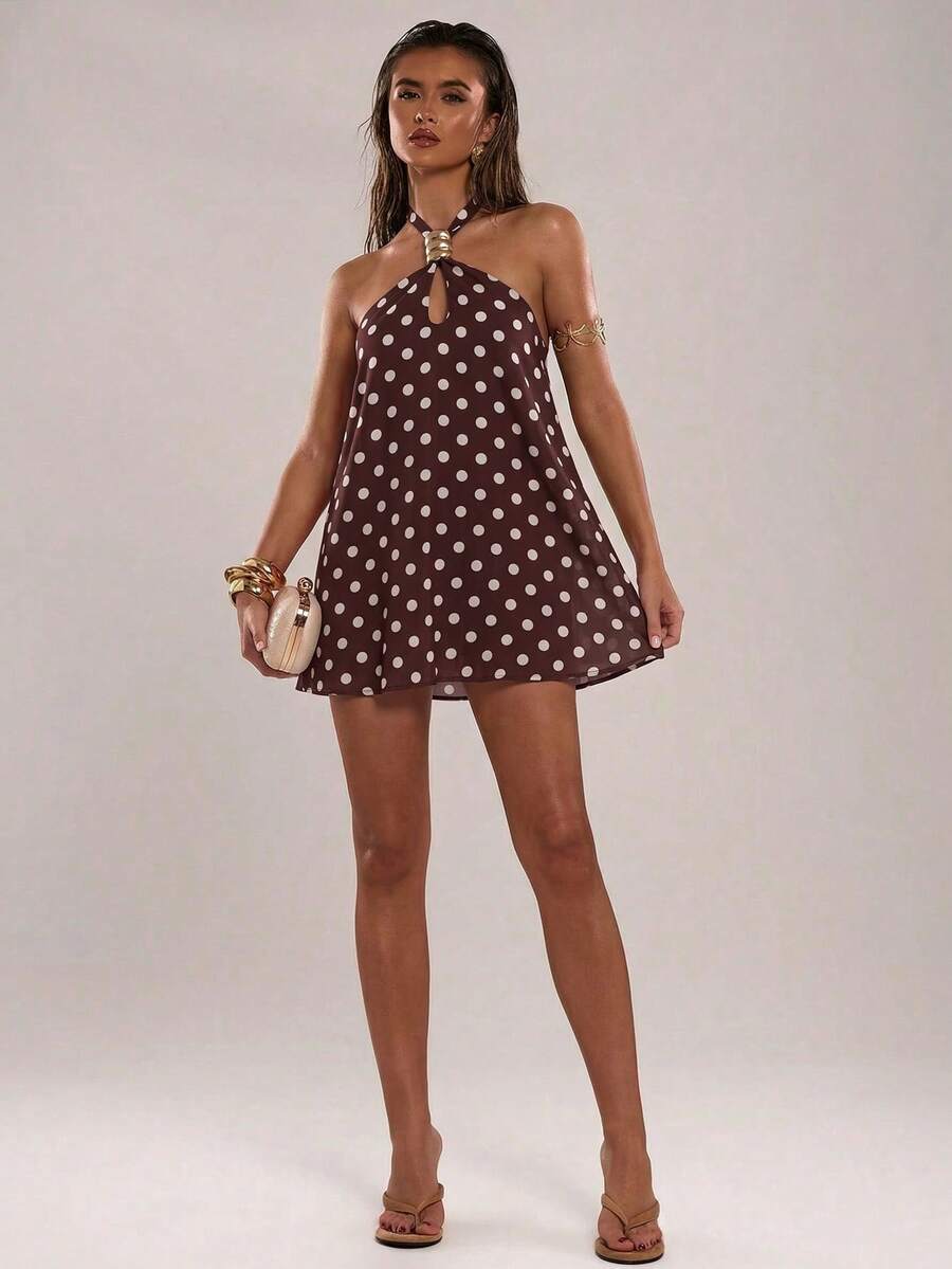 Calista™ | Jacquard Floral Halter Mini Dress