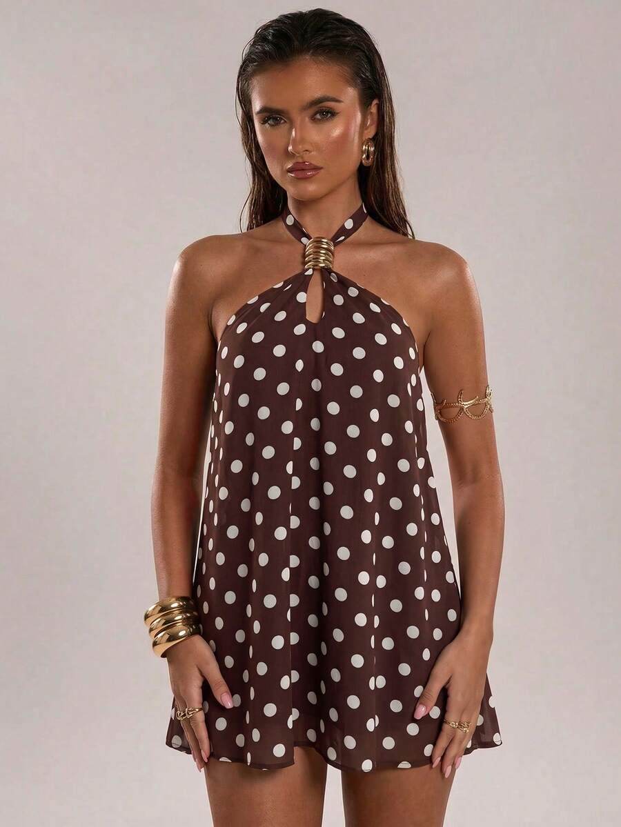Calista™ | Jacquard Floral Halter Mini Dress