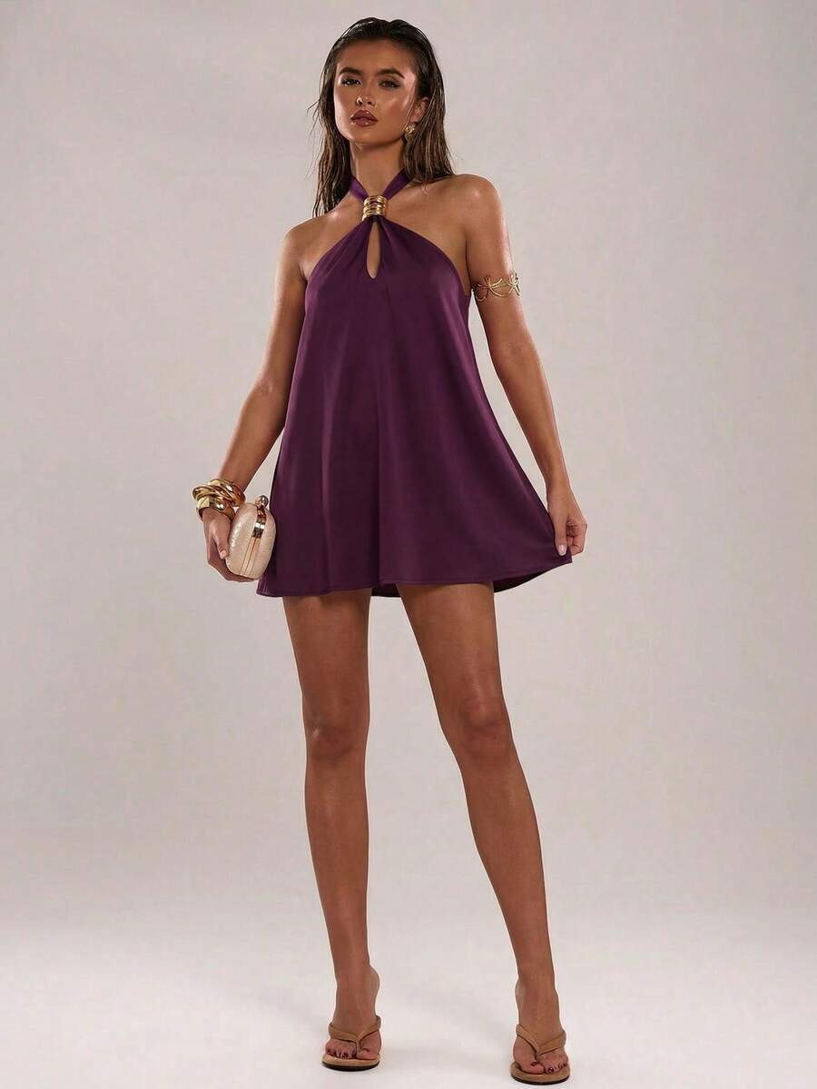 Calista™ | Jacquard Floral Halter Mini Dress