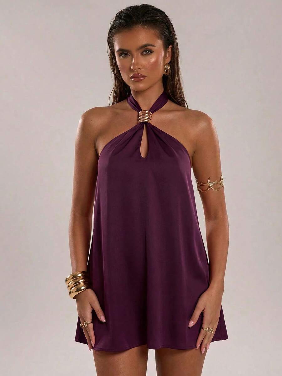 Calista™ | Jacquard Floral Halter Mini Dress