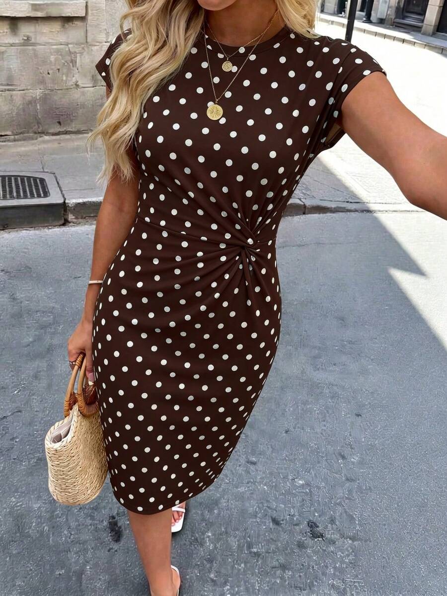 Linnea™ | Twist Print Batwing Midi Dress