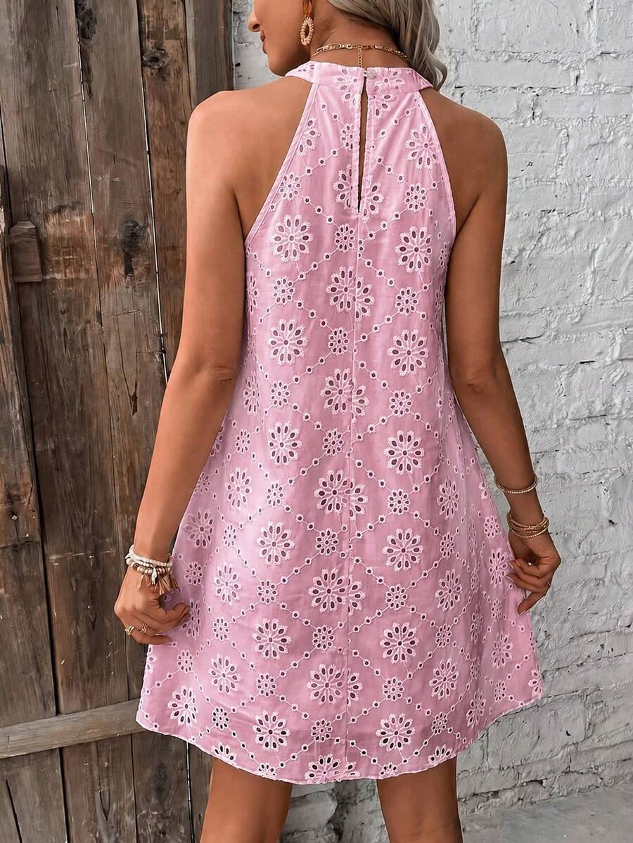 Henley™ | Eyelet Keyhole Halter Mini Dress