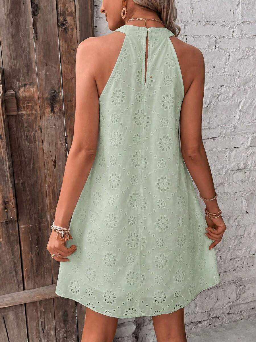 Henley™ | Eyelet Keyhole Halter Mini Dress