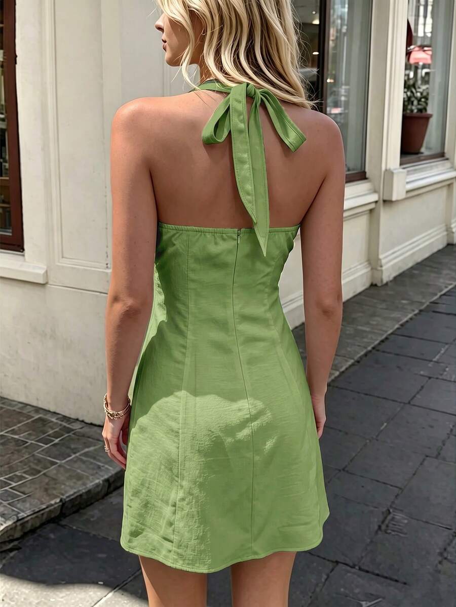 Thea™ | Tie-Up Halter Mini Dress