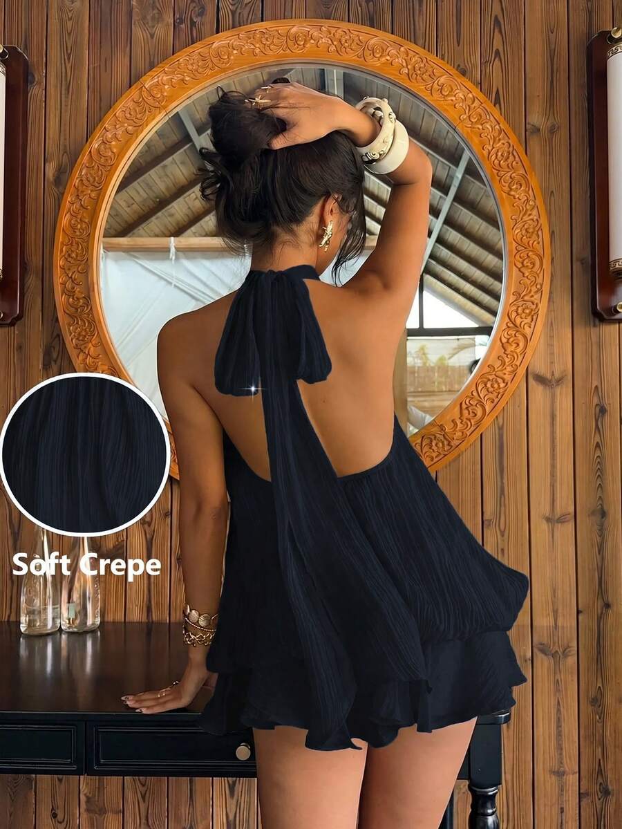 Saoirse™ | Contrast Lace Halter Mini Dress