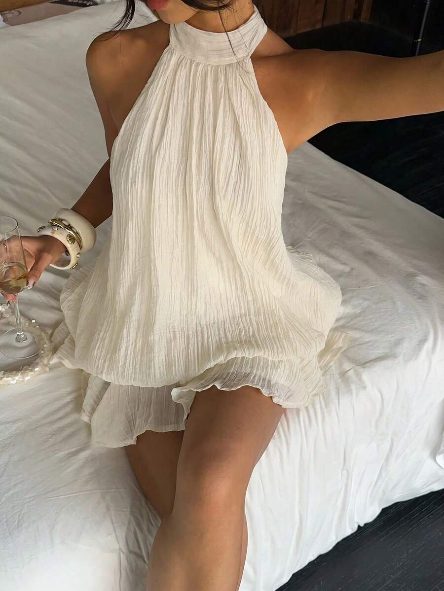 Saoirse™ | Contrast Lace Halter Mini Dress