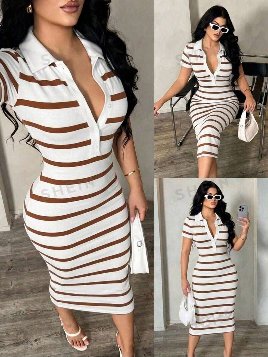 Cosima™ | Striped Polo Midi Dress