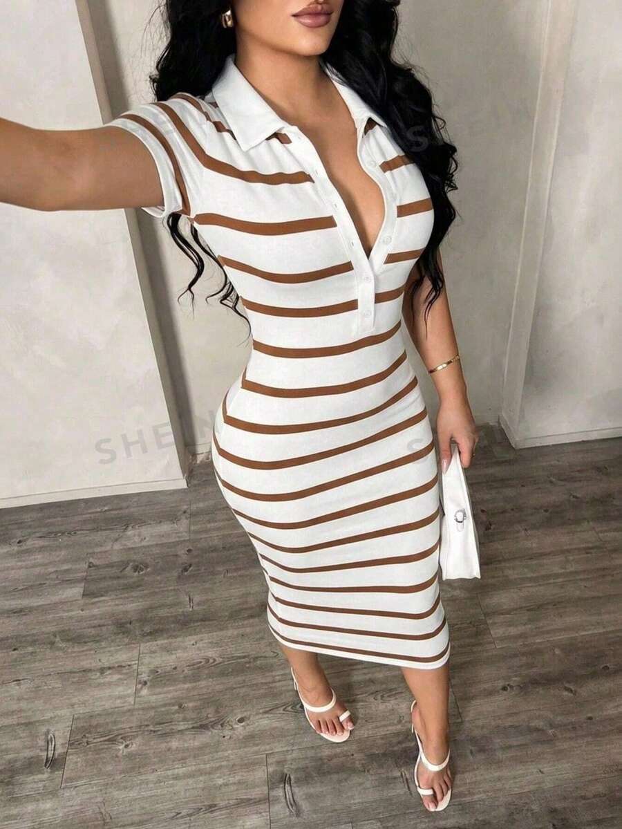 Cosima™ | Striped Polo Midi Dress