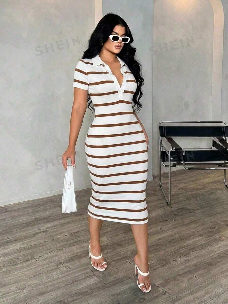 Cosima™ | Striped Polo Midi Dress