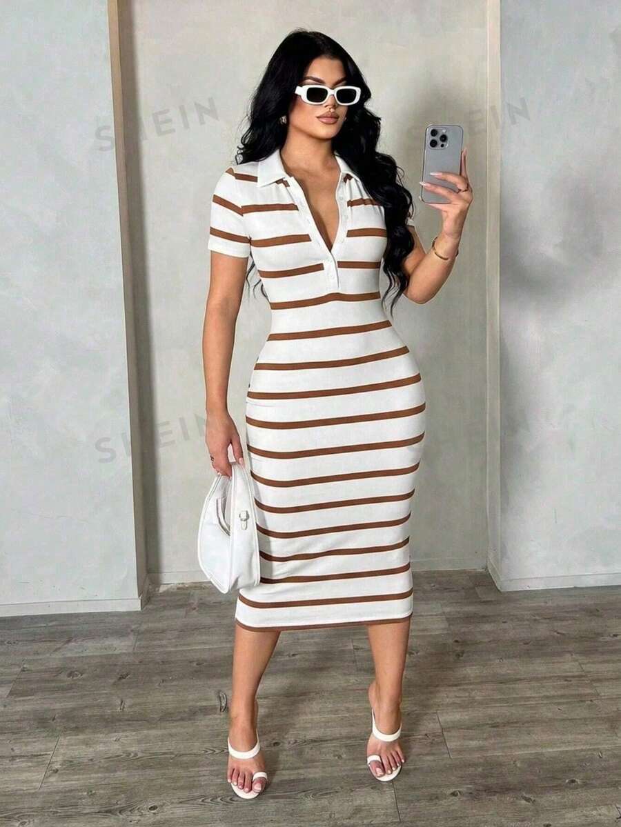 Cosima™ | Striped Polo Midi Dress