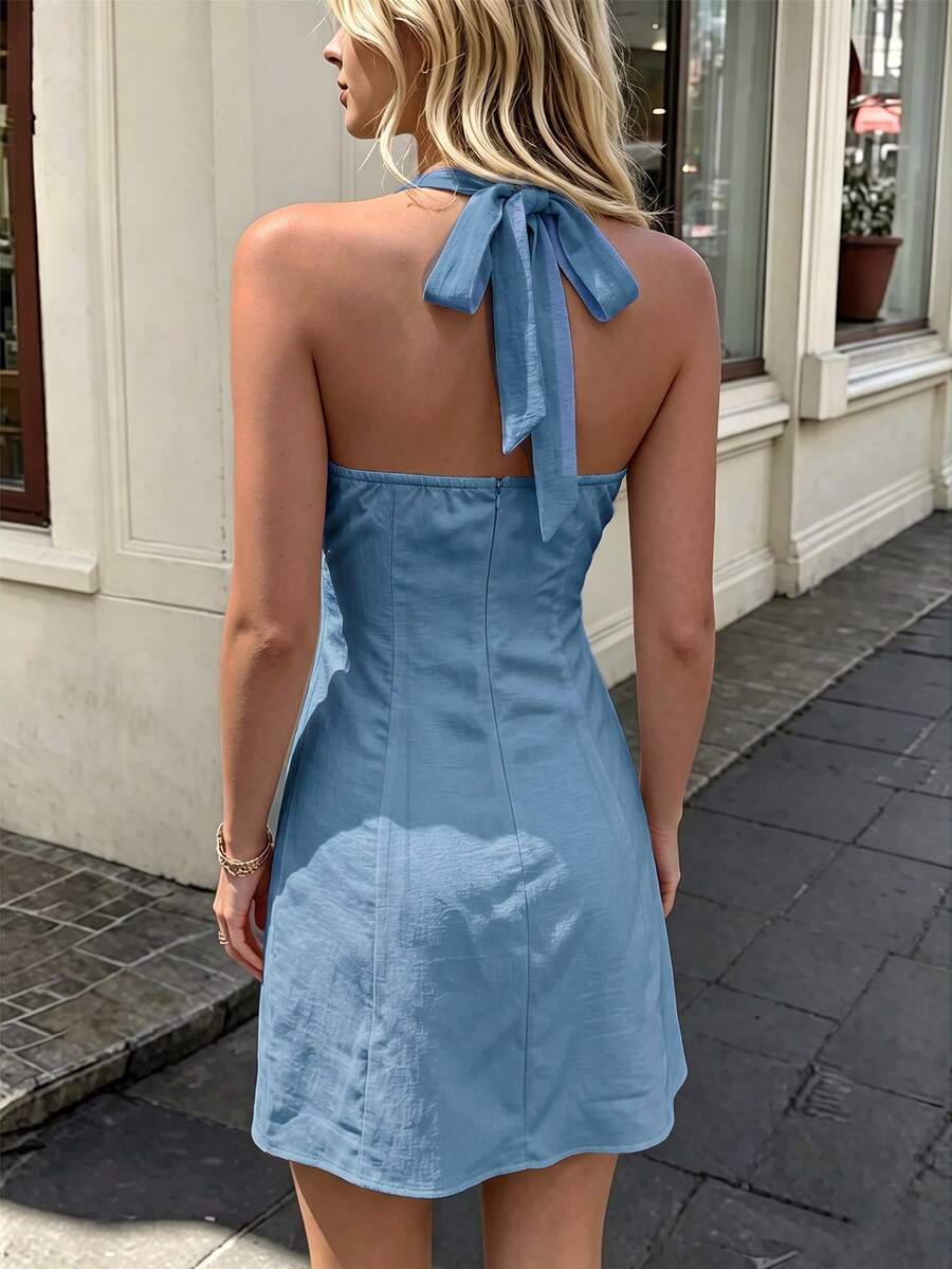 Thea™ | Tie-Up Halter Mini Dress