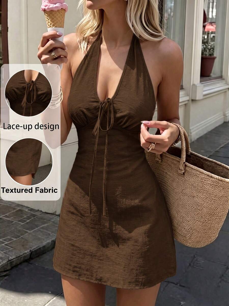 Thea™ | Tie-Up Halter Mini Dress