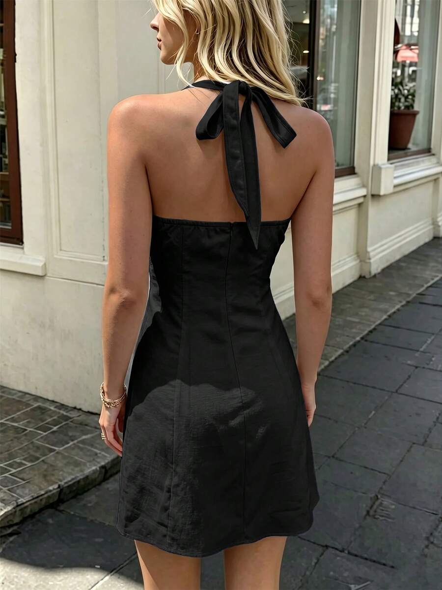 Thea™ | Tie-Up Halter Mini Dress
