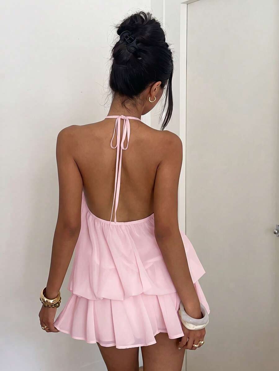 Saoirse™ | Contrast Lace Halter Mini Dress