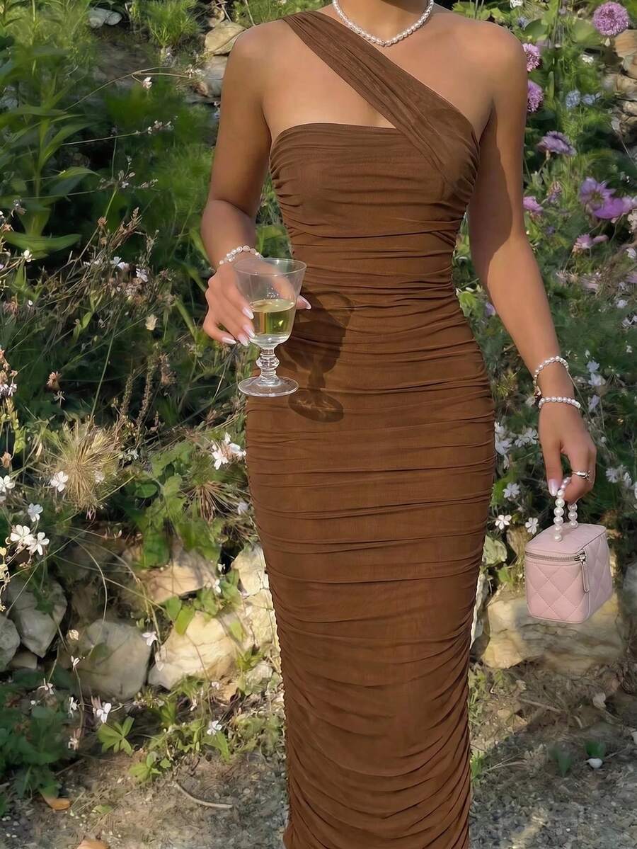 Thalia™ | One Shoulder Ruched Midi Dress