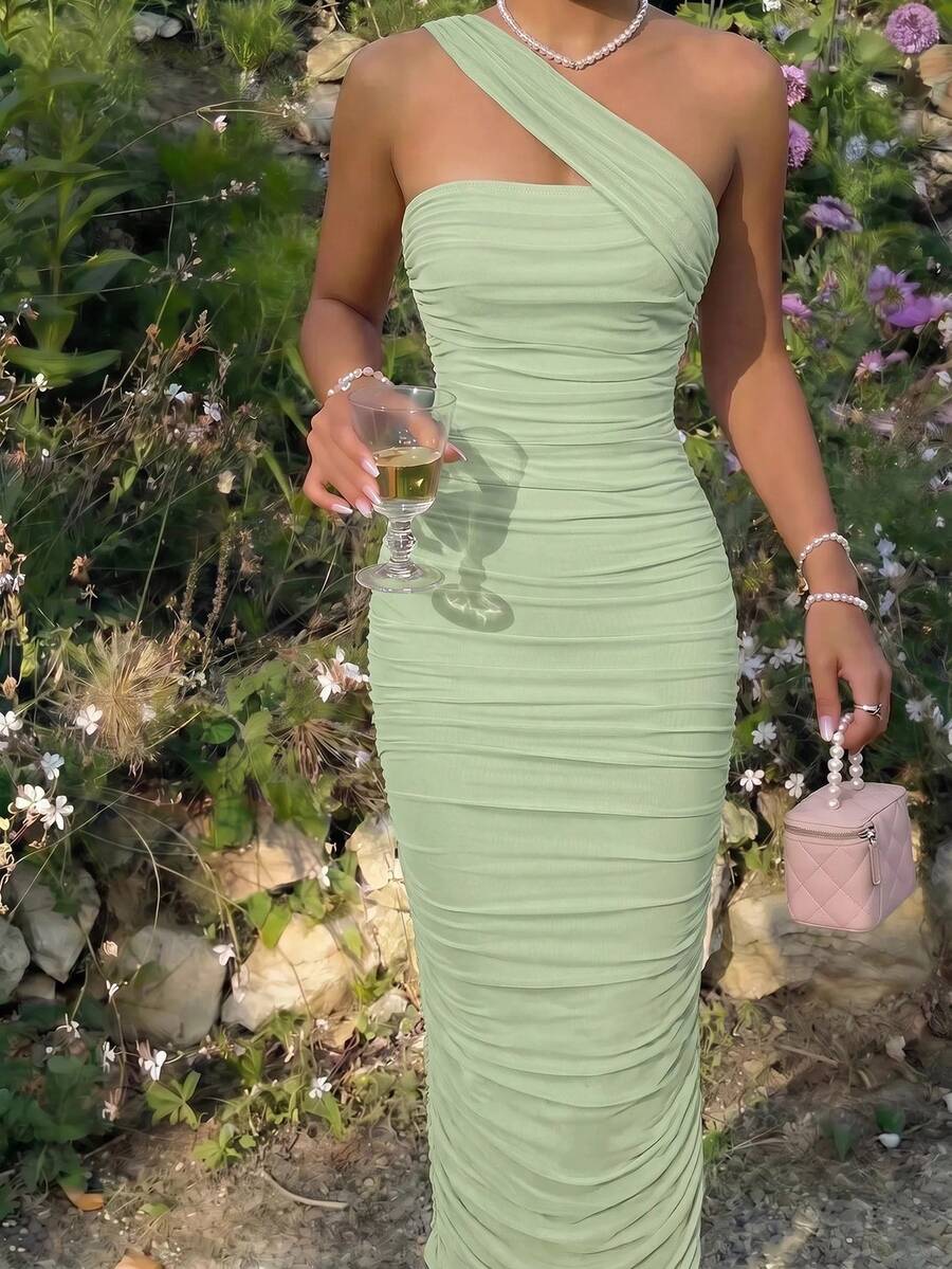 Thalia™ | One Shoulder Ruched Midi Dress