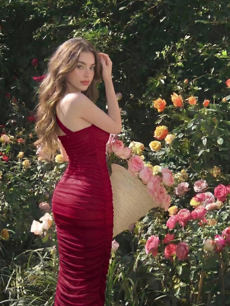 Thalia™ | One Shoulder Ruched Midi Dress