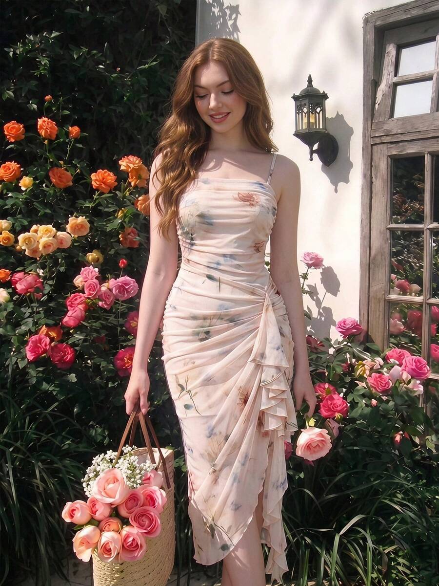 Anika™ | Ruffle Hem Floral Midi Dress