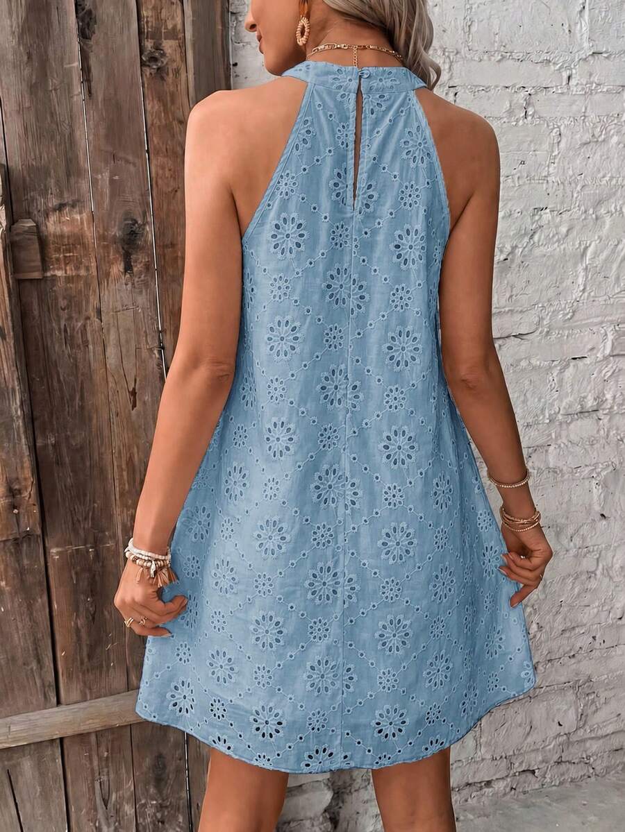 Henley™ | Eyelet Keyhole Halter Mini Dress