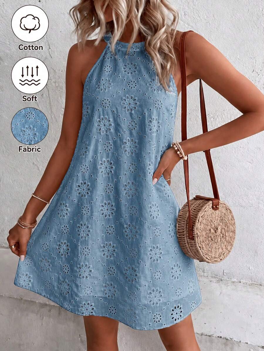 Henley™ | Eyelet Keyhole Halter Mini Dress