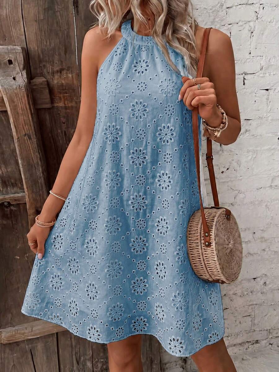 Henley™ | Eyelet Keyhole Halter Mini Dress