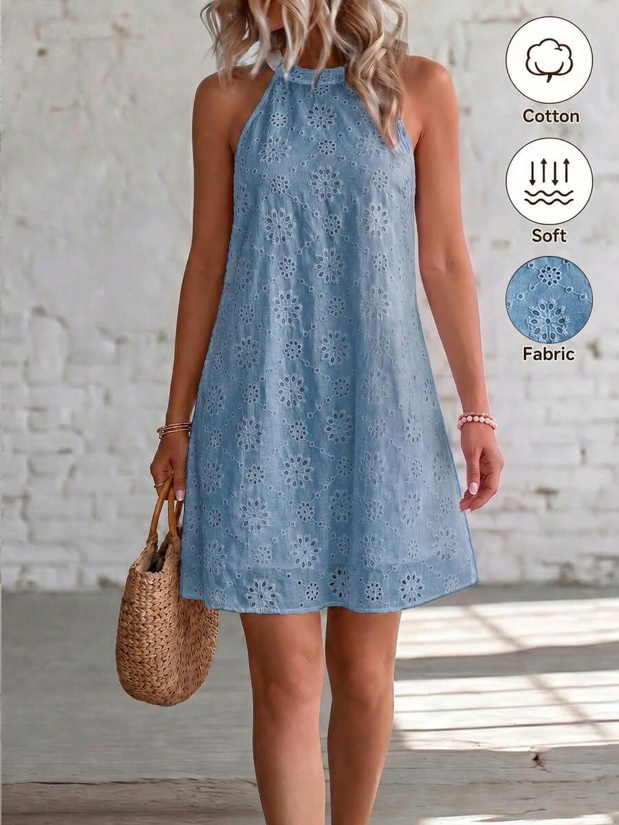 Henley™ | Eyelet Keyhole Halter Mini Dress