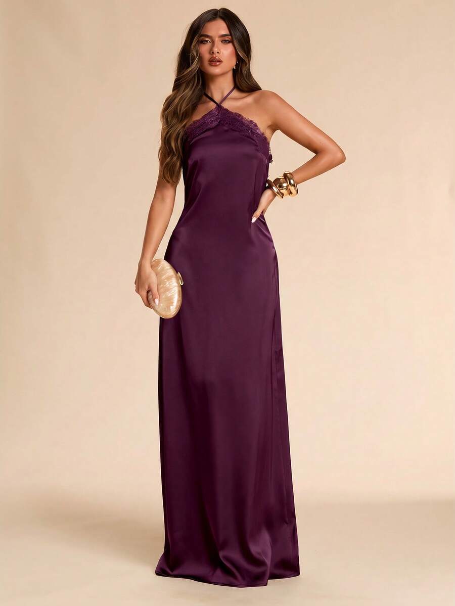 Giselle™ | Halter Lace Maxi Dress